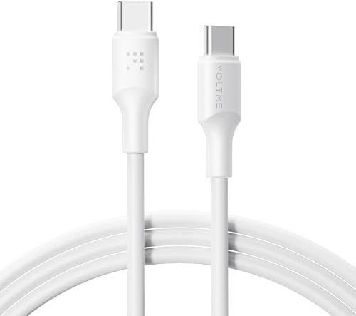 VOLTME USB C Kable 100W, TPE Ladekabel Typ-C Schnellladekabel PD 3.0 PPS Kompatibel mit iPhone 16 Pro Max 15 14 13 iPad Macbook Samsung Galaxy S24 Ultra Huawei Pixel Switch usw, 2,0m Weiß