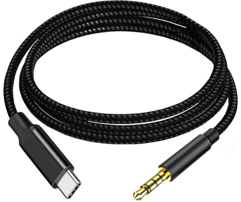 Câble USB C vers prise jack 3,5 mm en nylon tressé de type C vers 3 pôles 3,5 mm mâle pour casque audio stéréo AUX pour P50 P40 Samsung Galaxy S22 S21 S20FE S22+ Note30 Google Pixel 6 (1 m) (4 pôles