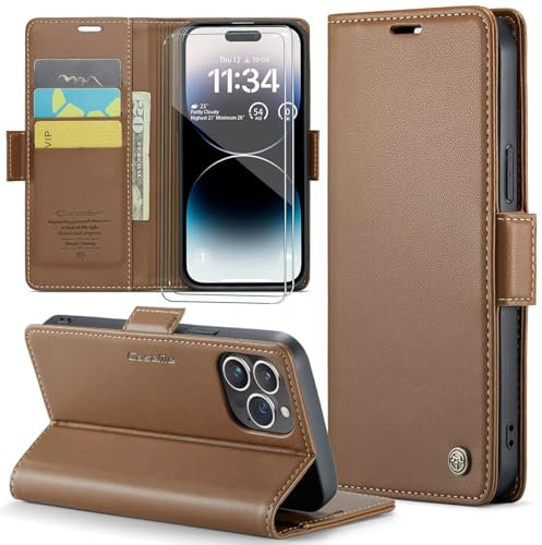 FERLAN Phone for iPhone SE 2020/iPhone SE 2022 Case,[2-Pack Tempered Glass Screen Protector] Leather Wallet Case, Flip Case with Card Holder and Magnetic Buckle, Leather Book Case, Brown