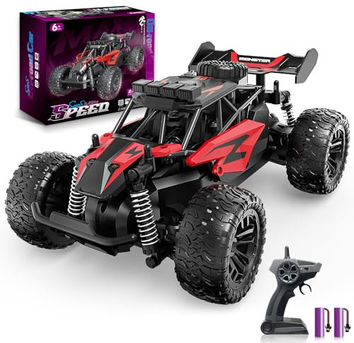 Carox Ferngesteuertes Auto,2.4 GHz 25 km/h RC Auto,1:18 Off Road Monstertruck mit Scheinwerfer und Fahrgestellbeleuchtung Crawler Truck Spielzeug