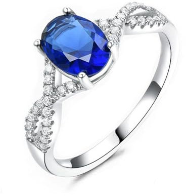 Althum Erstellt Blauer Saphir Verlobungsring 925 Sterling Silber 7mm x 9mm Ovalschliff September Geburtsstein Band Ring für Muttertag
