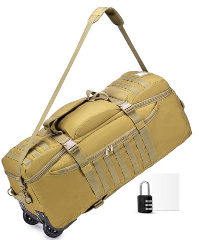 SUCIKORIO Reisetasche Mit Rollen Groß 85L 3 IN 1 Handgepäck Tasche mit Zahlenschloss 3 Stellig 78x36x30cm Wasserdicht Reiserucksack 2 Rolls XL Militär Taktischer Rucksack mit Tragegriffen für Reisen