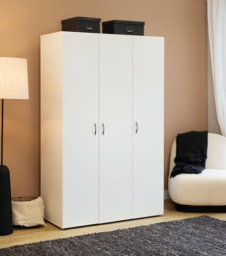 Dmora - Garde-Robe 3 Portes Dublino, Meubles de Chambre, Penderie de Plain-Pied, Placard à vêtements, 111x52 h179 cm, Blanc
