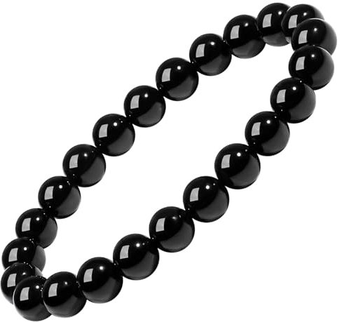 AWARDSEN Obsidienne Noire Bracelet Pierre Naturelle Femme hommes Pierre Precieuse Bracelet Stretch Perle Bijoux Cadeau pour Femme hommes 8mm