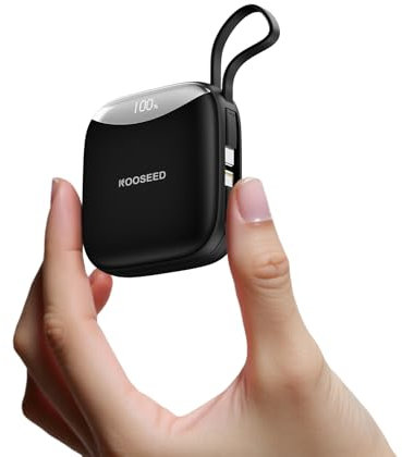 Power Bank Klein Aber Stark Mini Powerbank 10000mAh Schnellladefunktion PD20W QC22.5W, Integrierte Kabel 2, 4 Aus &2 EIN, Reisen Externe Handyakkus für iPhone 16 13 11 Samsung Google iPad usw