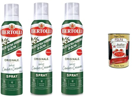 Italian Gourmet Bundle Olivenöl Spray 3x 200ml + Italian Gourmet Polpa Gratis – Extra Vergine Öl Spray für Heißluftfritteuse, Salate, Grillen & Mediterrane Küche – Praktisches Cooking