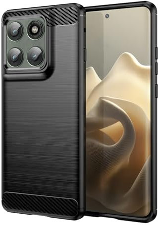 EasyShow Compatible with Motorola Edge (2025) Cover, Silicone Ultra-Mince TPU Souple en Fibre de Carbone Housse avec Antichoc et Anti-Scratch Étui pour Motorola Edge (2025)-Noir