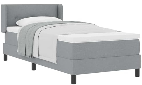 vidaXL Boxspringbett mit Kopfteil Hellgrau 200 x 100 cm Stoff | Schlanker Look mit klaren Linien, Passe das Kopfteil für deinen Komfort an, Mühelose Reinigung mit einem waschbaren Bezug