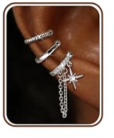 MILACOLATO 3 Stück Ear Cuff Gold Silber Fake Piercing Ohrringe Ohrclips | Ohne Ohrlöcher CZ Wrap Funkelnde Runde Huggie Clip Ohrringe Fake Helix Knorpel Earcuffs in Geschenkbox
