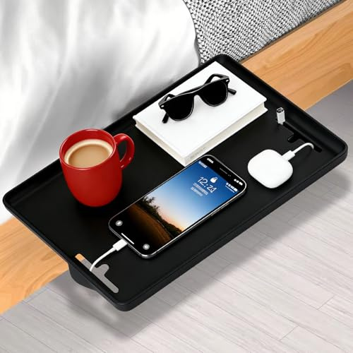 FuxFuis Nachttisch zum Einhängen Kunststoff Nachttisch Regal Bett Organizer Schwarz BettRegal 32cm*23.3cm*5.3cm Bettablage Tablett-Organizer Hochbett Nachttischregal für Bett Sessel Sofas Fenster