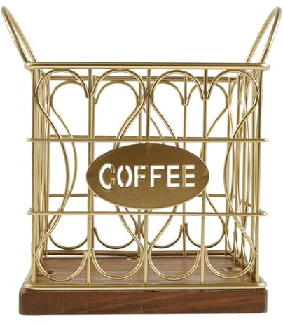 Toaboa Kaffeekapseln Aufbewahrung, Holzsockel, Kapselhalter Korb Korrosionsbeständigkeit Verformungsbeständigkeit Kapseldispenser Platz Sparen Kapselspender für Cafés, Snack-Shops, Partys (Gold)
