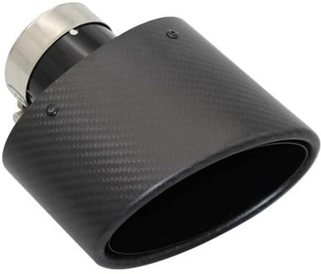Auspuffblenden Edelstahl Schwarz Matt Carbon Fiber Oval 150mm Kippen Links-Rechts Auto Auspuffrohr Spitze Dekoration