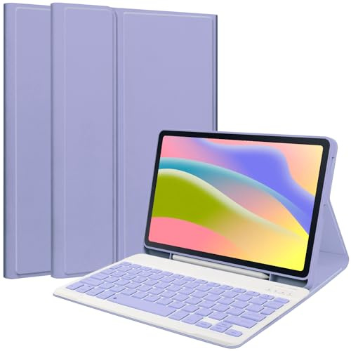 PRSPR Custodia con tastiera retroilluminata per Galaxy Tab A11+/A9+ 11 pollici 5g 2025/2023 con tastiera Bluetooth staccabile, porta penna, cover sottile per Samsung (viola, Galaxy Tab A11+/A9+ 11