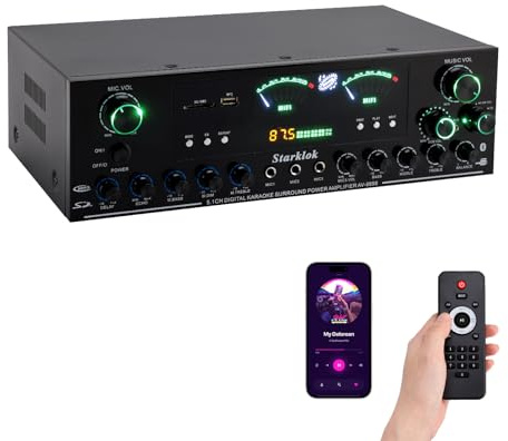 Amplificateur stéréo HiFi 5.1 canaux 3000 W, caisson de basses Home Cinéma avec Bluetooth 5.0, lecture USB/SD, trois entrées microphone