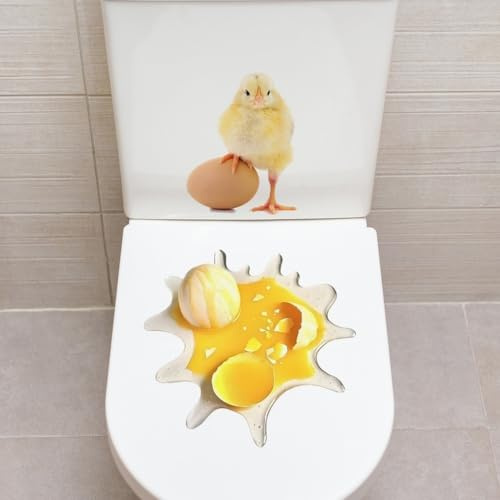 Jotekonoby Removable PVC Bathroom Decal Depicting Chicken Emerging From Broken Egg For Tiles Mirrors Glass And Smooth Metal Surfaces