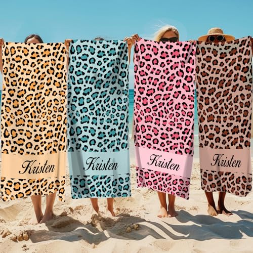 MUYOGRT Personalisiert Strandtuch mit Namen Mikrofaser Handtuch Badetuch Personalisierte Handtücher, Schnell Trocknende Weiches Leichtes Strandhandtuch für Strand Schwimmen Reise