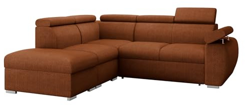 Mirjan24 Ecksofa Boston 2RR1P, Eckcouch mit Schlaffunktion und 2 Bettkästen, Polsterecke mit Einstellbare Kopfstützen, L-Sofa, Wohnlandschaft (Flow 09, Seite: Links - PP+1P(65)+R+2R)