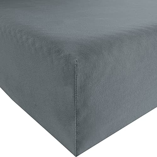 Erwin Müller Spannbettlaken Murnau Single-Jersey - Mittelgrau Größe 120x200 cm - 130x200 cm - hautfreundlich, atmungsaktiv, bügelfrei, strapazierstark