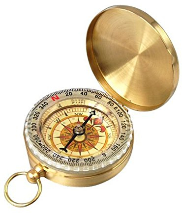 HNYM Kompass für Reise/Camping/Wild/Navigation, Retro-Stil, tragbar aus Metall, gold