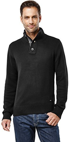 Vincenzo Boretti Maglione-Pullover Elegante da Uomo, Collo-Sciallato a Costine con buttone, Manica-Lunga, Maglia Grossa, Aderente/Slim, Caldo - Inverno, Autunno, Mezza Stagione