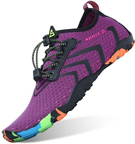 SAGUARO Damen Badeschuhe Frau Wasserschuhe Schnell Trocknend Aquaschuhe Strandschuhe rutschfeste Surfschuhe Schwimmschuhe Flieder 41 EU