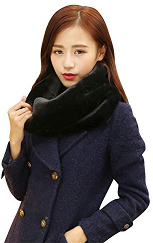 IBLUELOVER Écharpe Femmes Foulard en Fausse Fourrure Tubulaire Tour de Cou Chaud Cache-col Automne Hiver Cou Châle Douce Thermiqdue Etole Epais Cadeau de Noël