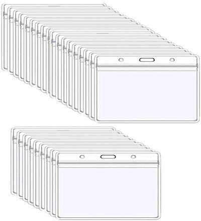 Bangbuy Ausweishalter, 11,4 x 9,9 Zoll, Kunststoff, verschließbar, wasserdicht, große Namensschild-Halter, horizontal, transparent, PVC, Ausweishalter mit Reißverschluss, 30 Stück