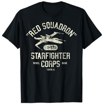 Star Wars X-Wing Red Squadron Distressed Text T-Shirt