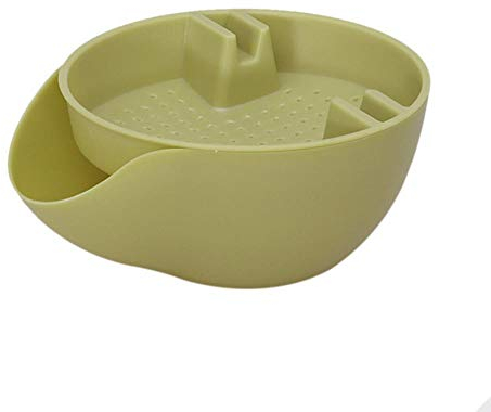Juecan Plastic Lazy Snack Bowl with Phone Holder Double Dish Nut Bowl Fruit Tray For Pistachio Edamame Cherries Candy