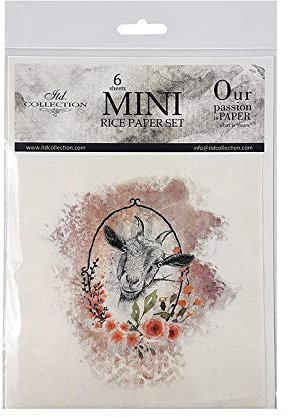 ITD Collection - Mini Reispapier Kreatives Set 14,8 x 14,8 cm (6 Blätter), Decoupage Reispapiere für Basteln, Papier zum Dekoration, Mehrfarbig (RSM008)