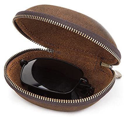 Contacts Custodia protettiva per occhiali da sole in vera pelle, per uomini e donne, stile vintage (caffè), Caff, Taglia unica