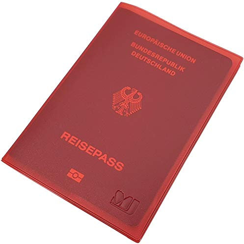 Reisepass / Internationaler Impfpass / Impfausweis / Impfbuch Schutzhülle 2 Fächer MJ-Design-Germany in verschiedenen trendigen Farben Made in EU (Rot)