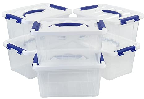 Nesmilers 6-Pack Plastic Boxes with Lid, 6 Liter Small Clear Storage Box
