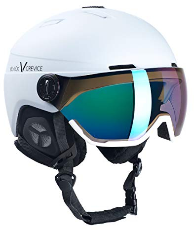 Black Crevice Skihelm Calgary mit Visier, White mat/Silver, S/M (54-57)…