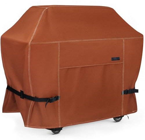 NettyPro Grillabdeckung für Grill, 141,4 cm, Outdoor, Terrasse, 600D, strapazierfähig, wasserdicht, 3-4 Brenner, Grillabdeckung für Weber, Char-Broil, Brinkmann, Nexgrill Grills und mehr, Braun