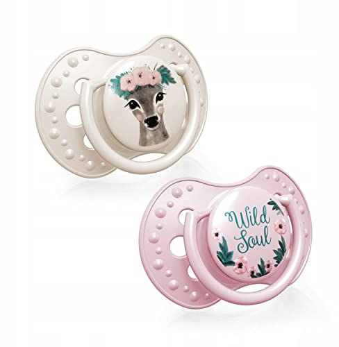 LOVI Dynamischer Schnuller Wild Soul Kollektion, Silikon, BPA-frei, 2 Stück (3-6m, Wild Soul Girl)