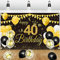 GRESATEK 40. Geburtstagsfeier Deko Banner Hintergrund, Schwarz Gold Geburtstagsdeko Happy Birthday Banner Mit 10Pcs Ballons Party Dekorationen für Frauen Mann 40. Geburtstag