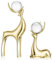 Sziqiqi Rentier Skulpturen Tier Figur Statuen 2er Set, Hirsch aus Messing mit Kristallkugel Ornamente für Büro Hochzeit Wohnkultur Schlafzimmer Tisch Weihnachts Dekoration, Gold