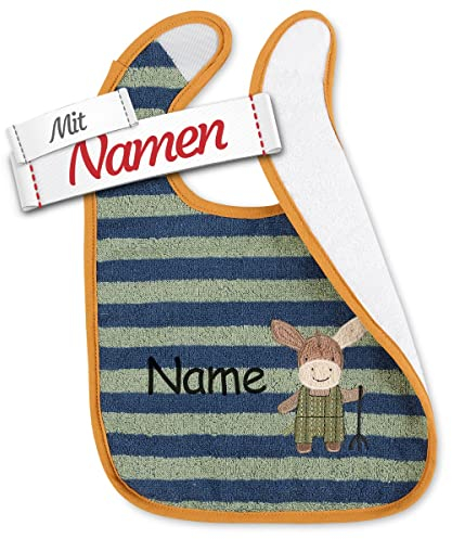 Sterntaler Emmilius Lätzchen mit Namen bestickt, wasserdicht, Baby & Kleinkind Spucktuch, Klettlätzchen Halstuch/Babylätzchen personalisiert
