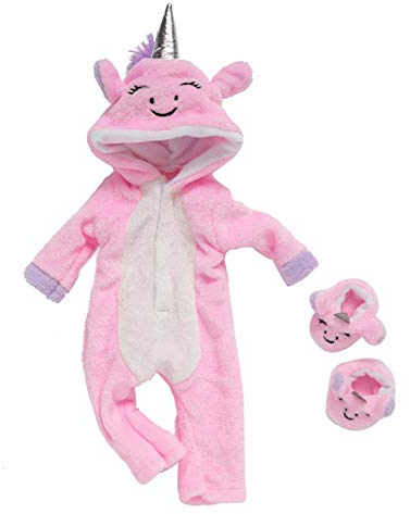 DUORUIMI Puppenkleidung, Winter-Overall, Schlafanzug für American Girl-Puppe, 45,7 cm, niedliches Einhorn-Muster
