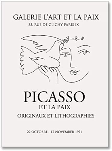 Vintage Frau Taube Picasso Poster Kunstdruckt minimalistische Wand Bilder abstrakte Leinwand Malerei Moderne Wohnzimmer Bilder Dekor Rahmenlos 50×70cm