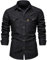 SSBZYES Chemises pour Hommes Chemises à Manches Longues pour Hommes Printemps Slim Fit Cardigan Chemises en Jean Couleur Unie Revers Tops Hauts pour Hommes Chemises pour Hommes