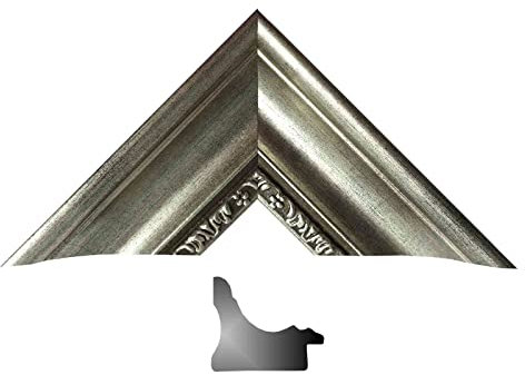 Neumann Bilderrahmen Bilderleiste 672 ARG Silber verziert, Profil HxB 50 x 50 mm, Länge 1 m