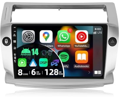 JOYX - [6G+128G] - Android 11 Autoradio para Citroen C4/C-Quatre/C-Triomphe (2004-2012) - Inalámbrico Carplay/Android Auto - Cámara & Mic - IPS 9” 2 DIN - DSP Dab 4G WLAN Volante 360-Cámara Fast-Boot