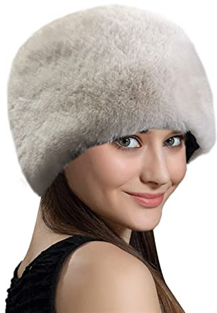 Lifup Damen Kunstpelz Hut Cossack Russische Mütze Kosakenmütze für Reisen, Skifahren, Wandern Cremiges Weiß