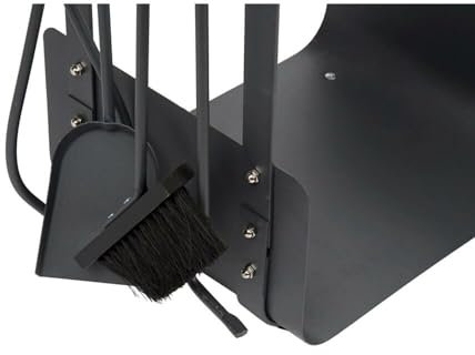 DKD Home Decor Soporte para leña de la Marca, Color Negro y Gris, de Madera y Acero (48 x 30 x 62 centímetros)