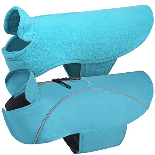 VIVAGLORY 3-in-1-Hundemäntel mit Fleecefutter, Reflektierend Wasserfest Hundemantel für kaltes Wetters, Windjacke, Warmer Pullover mit Leinenportal, Hunde Wintermäntel für Mittel Hunde