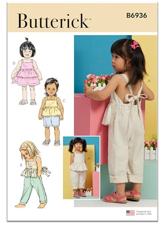 Butterick B6936A Kleinkinder Overall und Kleid A (1/2-1-2-3-4)