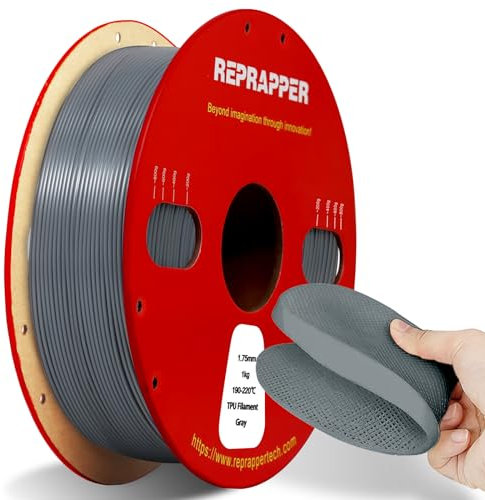 RepRapper 95A TPU-Filament, 1,75 mm, flexibles, weiches Filament, 1 kg Kartonspule, Maßgenauigkeit +/- 0,03 mm, passend für die meisten FDM-Drucker, Grau