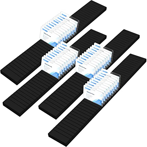 Wesiti 4 Pcs Wooden Name Badge Holder ID Tag Organizer Tray Name Badge Display Plate Sign Decor for Office School Business(23.6 x 3.5 x 0.8 Inches,Black)